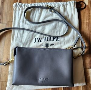 JW Hulme Co Hadley Double Zip Crossbody Bag Leather Gray